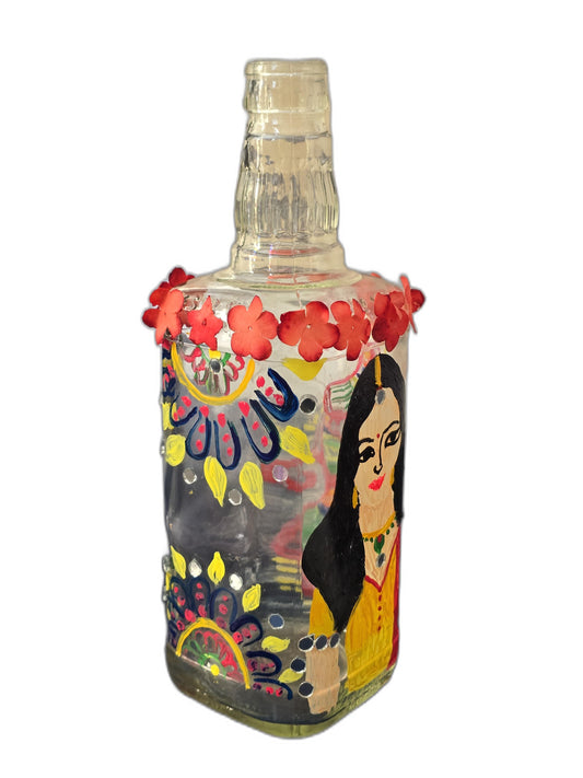 Hand-Painted Decorative Bottle (Woman Design)