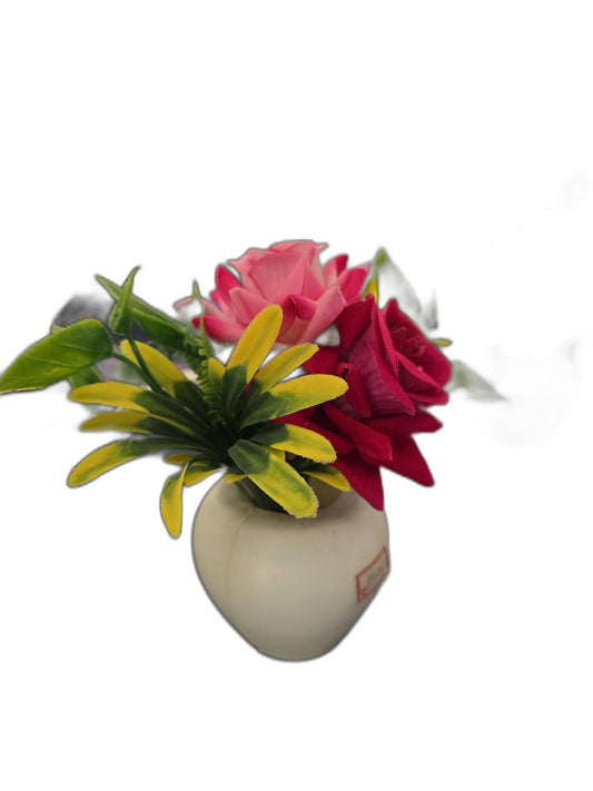 Artificial Flower Pot (Red Rose Arrangement)