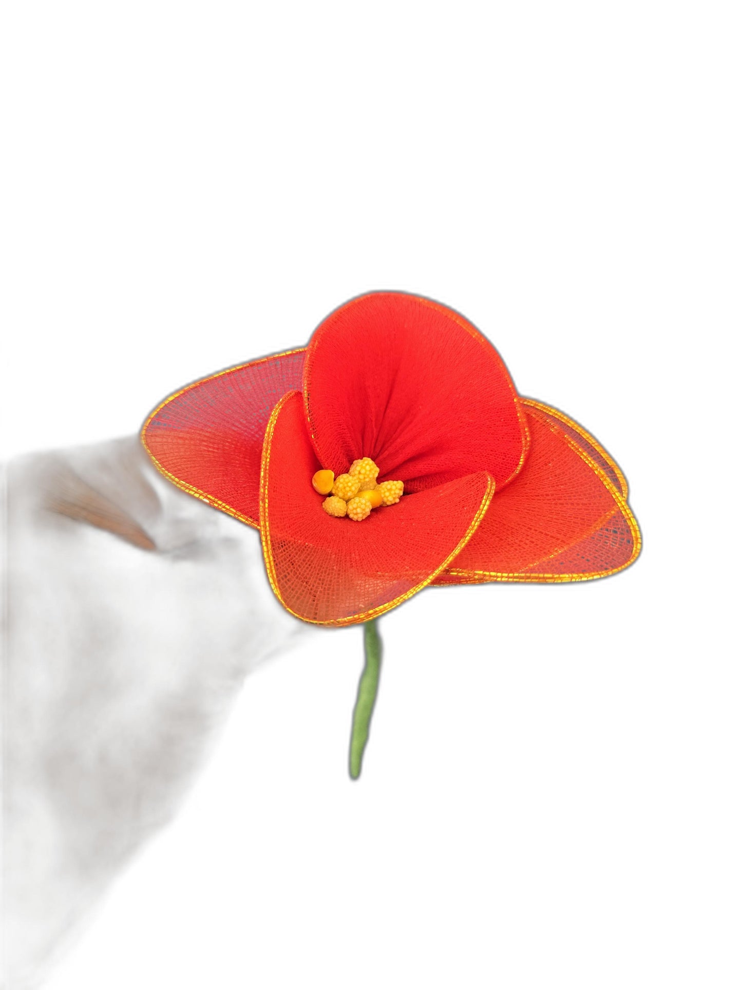 Handcrafted Red Rose Stem (Single)