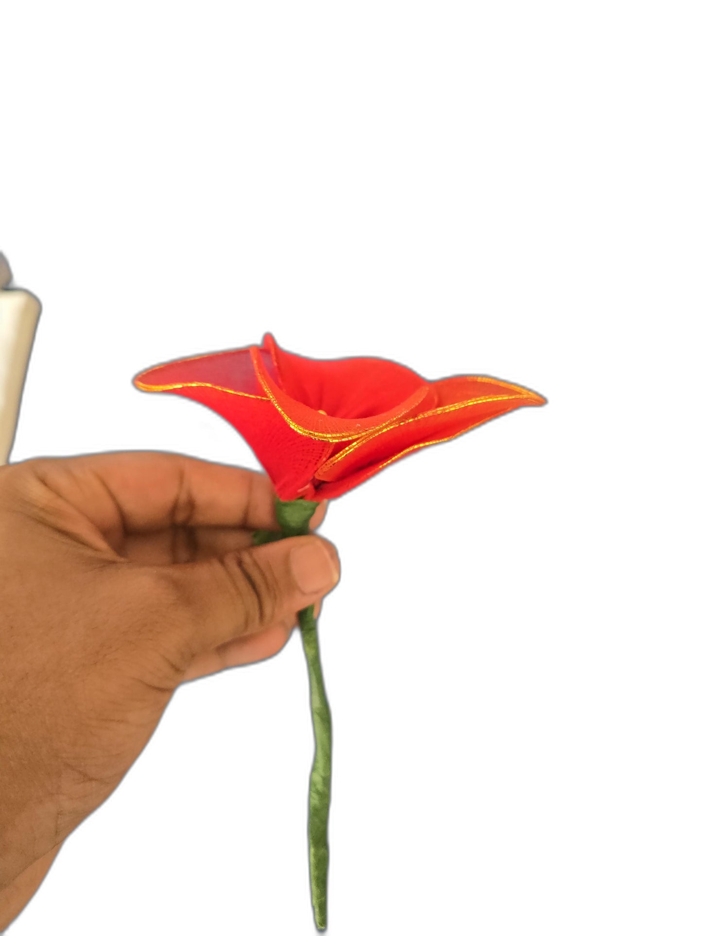 Handcrafted Red Rose Stem (Single)