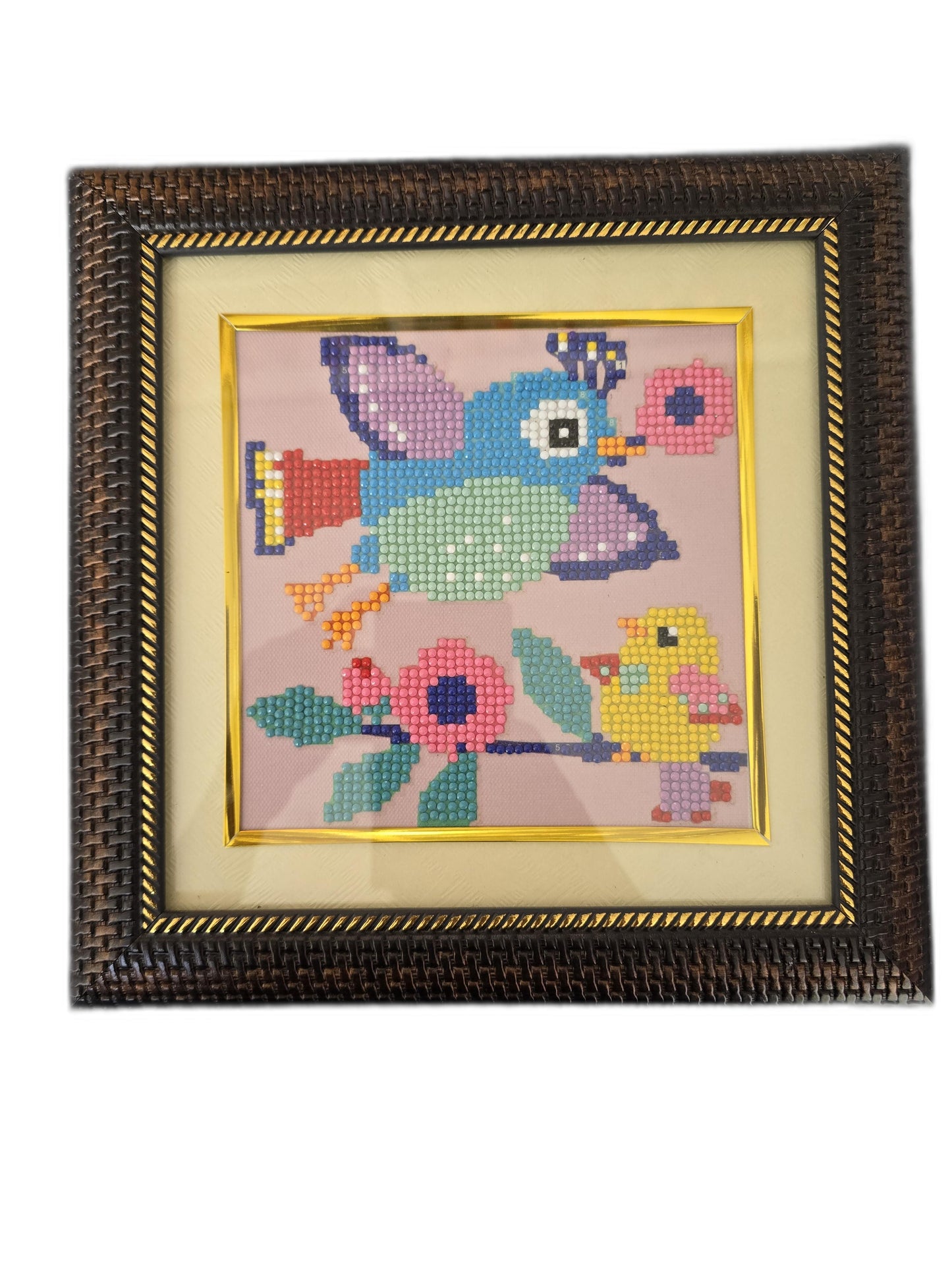 Handmade Beaded Art Frame – Birds & Flowers
