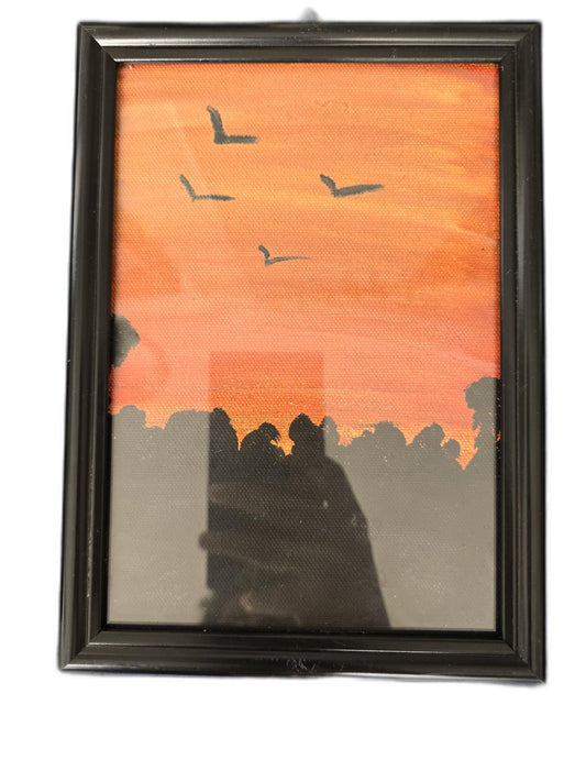 Handmade Canvas Painting – Birds at Sunset