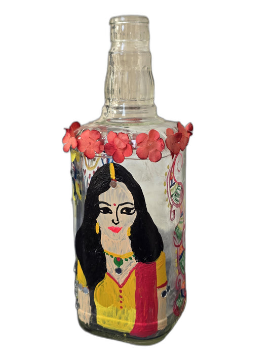 Hand-Painted Decorative Bottle (Woman Design)