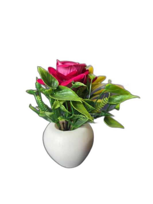 Artificial Flower Pot (Red Rose Arrangement)
